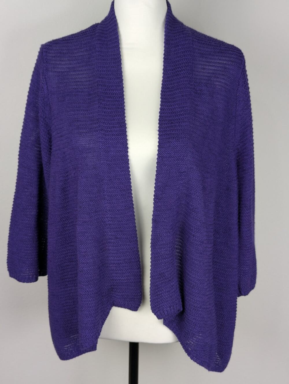 Chico's Womens Cardigan sz 2 cond GUC Meas Open Bust 43"Sleeve 18"C Back 27"